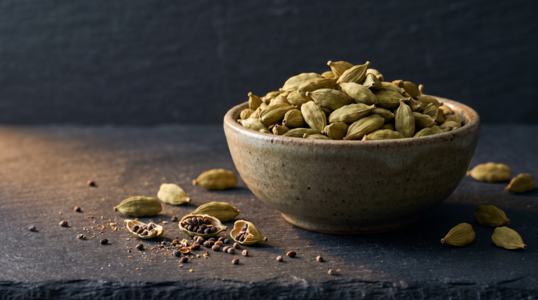 cardamome : gousses vertes entières et graines