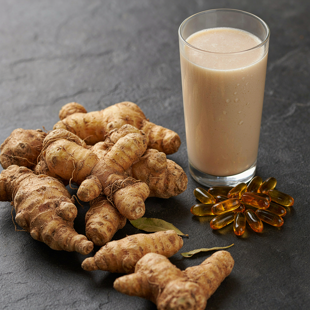 Racines de maca, gélules et smoothie à la maca
